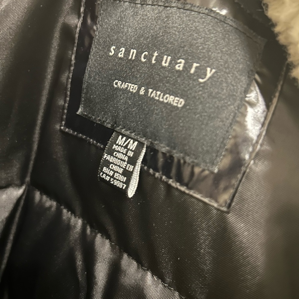 Sanctuary Black Puffer Jacket with White Trim - Picture 8 of 8